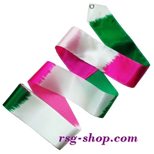 Three-color Ribbon 6m col. White-Green-Fuchsia Art. 10030