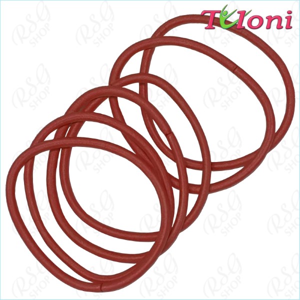 6 x Hair elastic bands Tuloni 3mm * 5cm col. Maroon Art. EHT-001-01-6