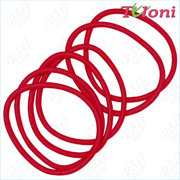 6 x Hair elastic bands Tuloni 3mm * 5cm col. Red Art. EHT-001-10-6