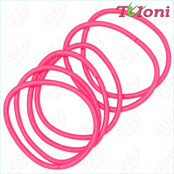 6 x Haargummis Tuloni 3mm * 5cm col. Neon Pink Art. EHT-001-17-6