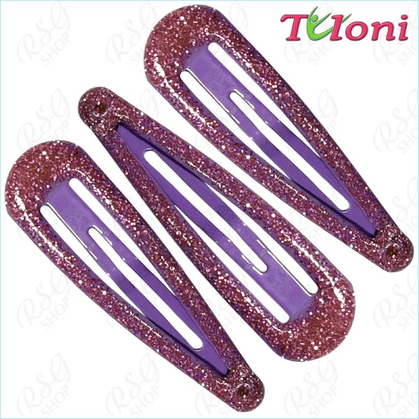 3 x Hair Clips Tuloni 5cm Glitter col. Purple Art. HBA202005-13-3