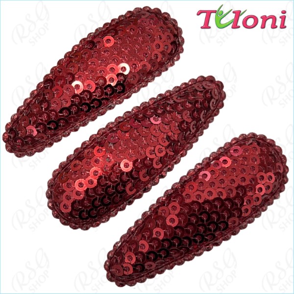 3 x Hair Clips Tuloni 5cm Sequins col. Dark Red HBA202007-N33-3