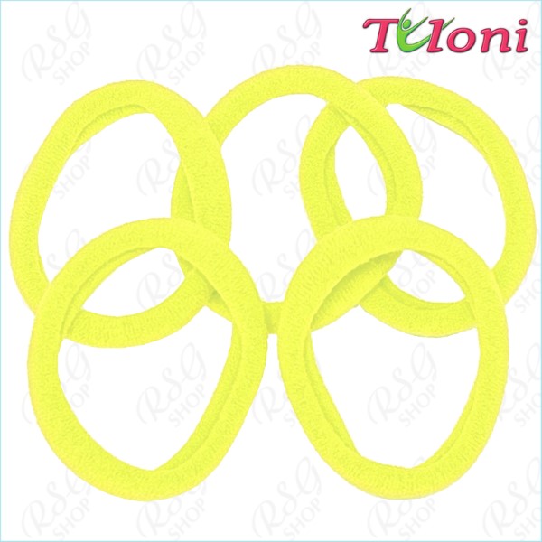 5 x Hair elastic bands Tuloni 3,5cm col. Neon Yellow Art. HBC202011-10-5