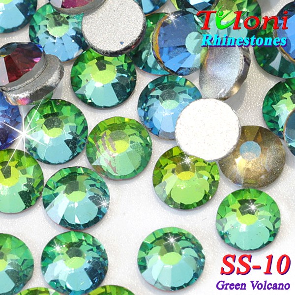 Rhinestones Tuloni SS10 col. Green Volcano 1440 mod. Basic HotFix