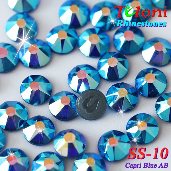 Rhinestones Tuloni SS10 col. Capri Blue AB 1440 mod. Basic HotFix