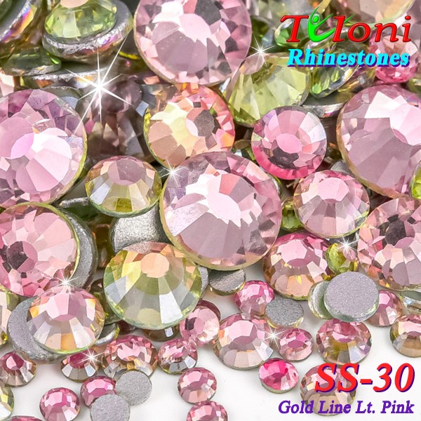 Strass Tuloni SS30 col. Gold Line Lt.Pink 288 pcs mod. Basic HotFix