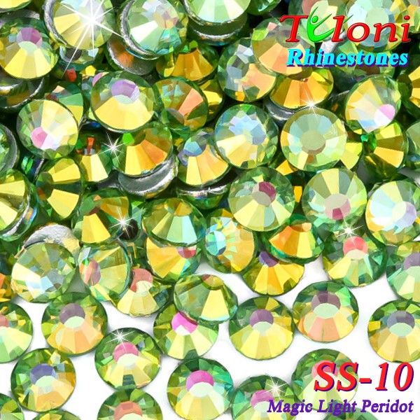 Rhinestones Tuloni SS10 col. Magic Light Peridot 1440 mod. Basic HotFix