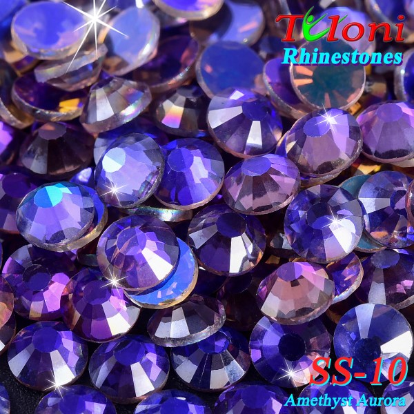 Rhinestones Tuloni SS10 col. Amethyst Aurora 1440 mod. Basic HotFix