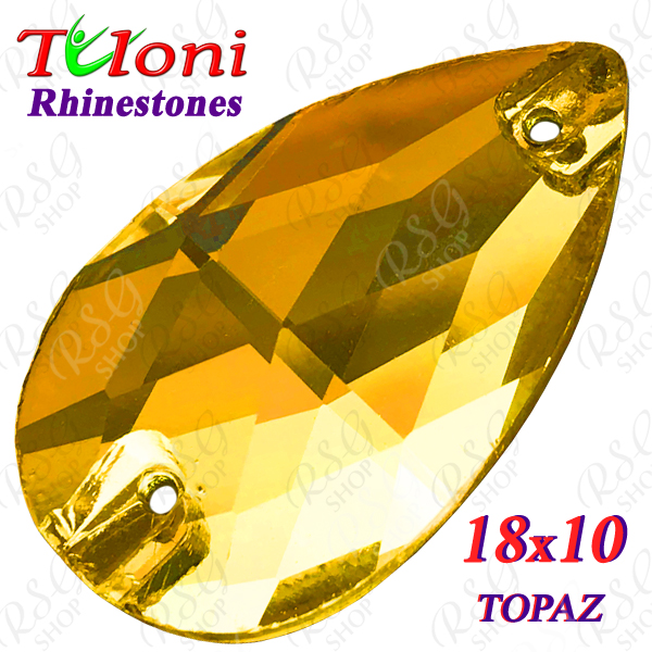 Rhinestones Tuloni 10 pcs Topaz 18x10 Pear Sew-On Flat Back