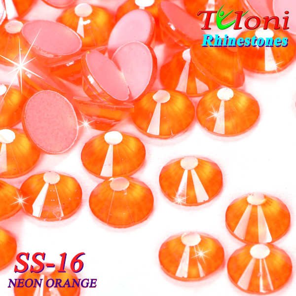 Стразы Tuloni SS16 col. Orange Neon 1440 pcs. No HotFix Flat Back