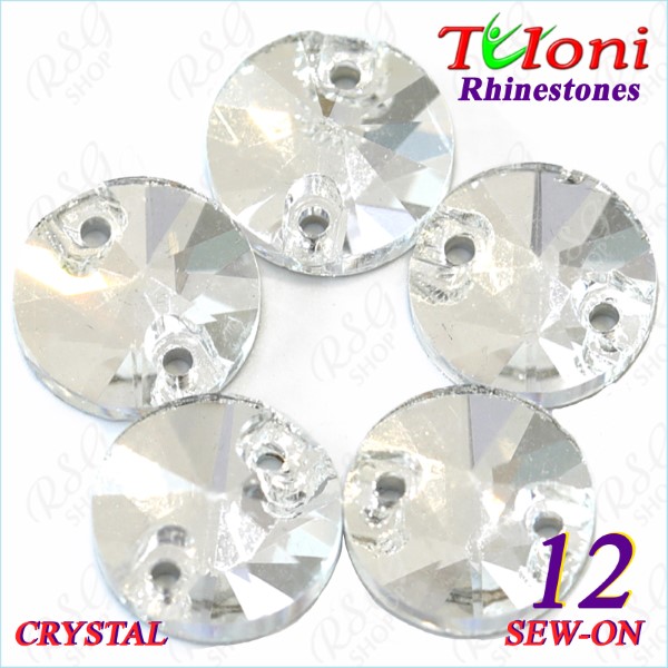 Strass Tuloni 10 pcs Crystal 12 Round Sew-On Flat Back