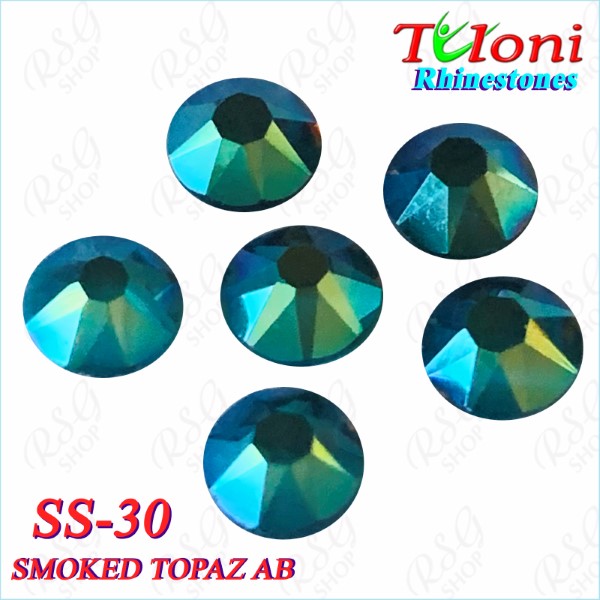 Стразы Tuloni SS30 col. Smoked Topaz AB 288 pcs mod. Basic HotFix