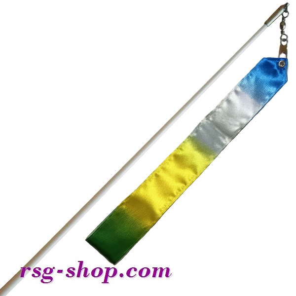 White Stick 60cm & Ribbon 6m col. Yellow-Blue-Green-White T0189
