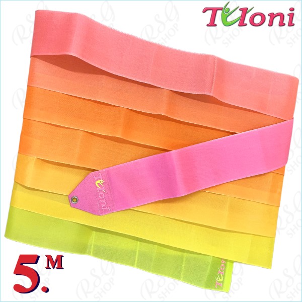 Multicolored ribbon Tuloni 5m col. Pink-Orange-Yellow T1237.GR5-PxOxY
