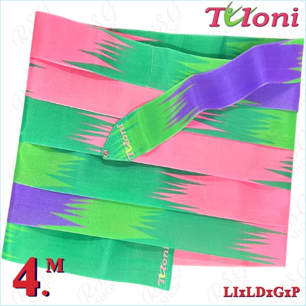 Band Tuloni 4m mod. Zig-Zag col. Lime-Lavander-Green-Pink T1315.ZG4