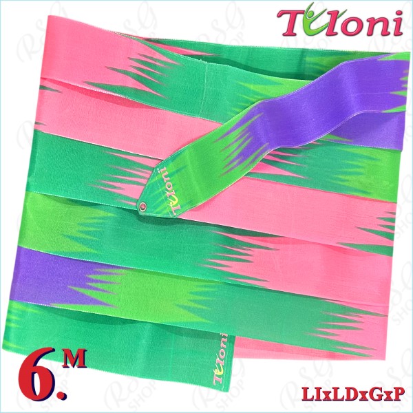 Ribbon Tuloni 6m mod. Zig-Zag col. Lime-Lavander-Green-Pink T1315.ZG6